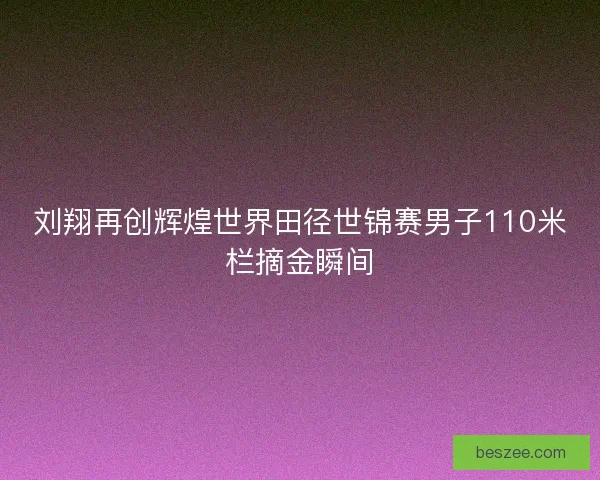 刘翔再创辉煌世界田径世锦赛男子110米栏摘金瞬间